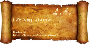Lévay Aletta névjegykártya